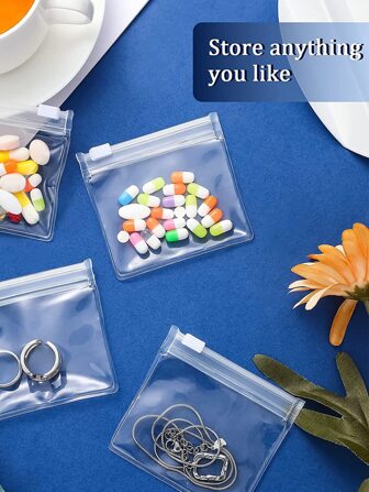 5pcs Jewelry/Earrings/Medicine Storage Pouches With Portable Transparent Sealed Bags For Travel Storage Bag,Makeup Bag,Cosmetic Bag,Vacation Organizer,Large Capacity Makeup Organizer Makeup Case, For Lipstick, Brush, Skincare, Mobile Phone, Coin, Small Items, For Home,Gift,Vacation And Festival Halloween Christmas Multifunctional Use,Boho Vibes