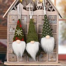 3pcs Christmas Decoration Hanging Ornaments Set, Green Knitted Wool Material, Christmas Tree Pendant,Christmas - Green - View 1