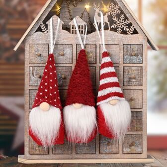 3pcs Decoration Hanging Ornaments Red Knitting Set Wool Material Daily Decorative Pendant For Tree, Back To School Valentine Day