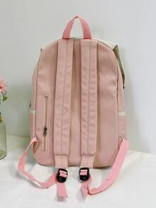 Fashion Colour-block Teen Backpack For Girls, Student School Bag, Double Shoulder Bag - Multicolor - View 3
