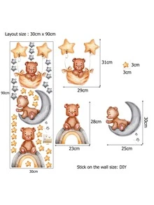 con patrón de oso de dibujos animados casa Pegatina de pared , habitación adorno Calcomanía - Caqui - Ver 5