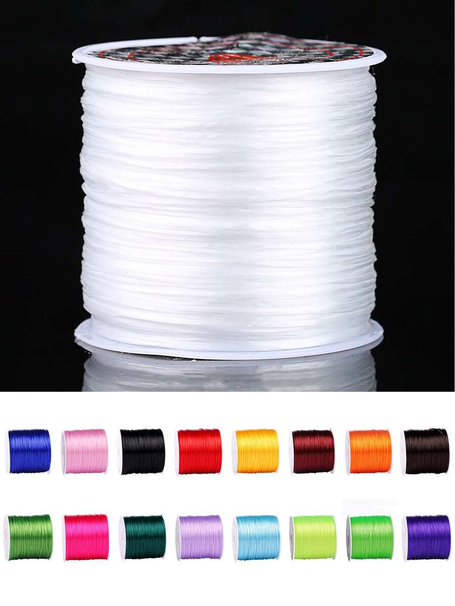 1 Roll Flat Elastic Crystal Thread For Beading Crafts, Jewelry Making, Bracelet And Necklace, Multicolor(optional) - Multicolor - View 1