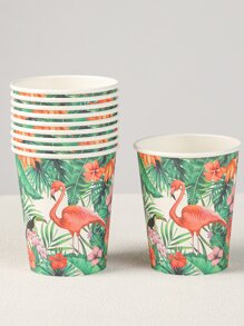 120pcs Disposable Summer Green Flamingo Theme Birthday Party Tableware Set, Includes 9inch/7inch Plates, Napkins, Cups, Dessert Plates, Suitable For 20 Guests - Green - View 8