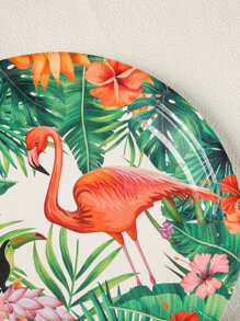 120pcs Disposable Summer Green Flamingo Theme Birthday Party Tableware Set, Includes 9inch/7inch Plates, Napkins, Cups, Dessert Plates, Suitable For 20 Guests - Green - View 5