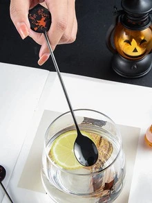 1pc Themed Random Color 304 Stainless Steel Coffee Spoon, Dessert Spoon, Mixing Spoon, Ice Cream Spoon - Multicolor - View 2