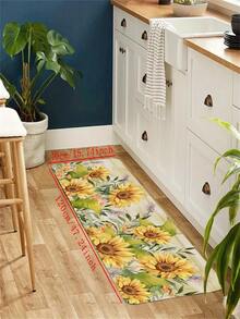 1 pieza con patrón de girasol casa de campo estilo cocina Alfombra de piso Set , anti fatiga cocinero Alfombra de pasillo - Multicolor - Ver 2