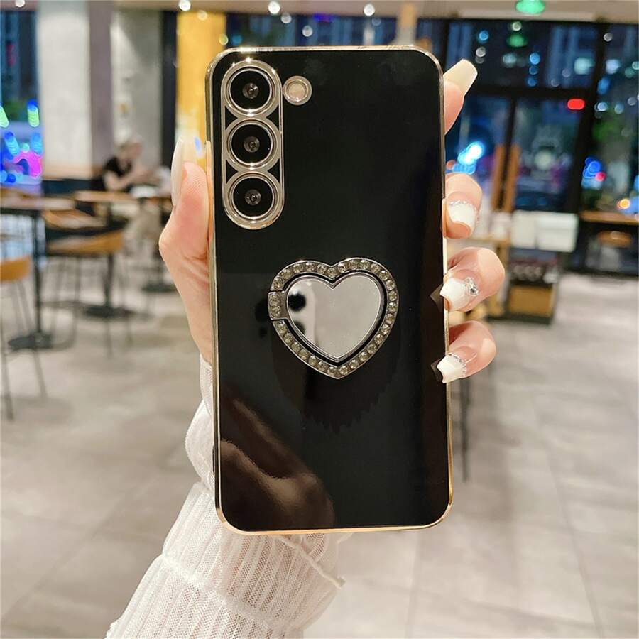 Funda para móvil con adorno de corazón - Negro - Ver 1