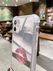 1 粉色唇印图案亚克力电镀镜面手机壳适用于 防水防震防摔防刮 - 彩色 - 查看 3