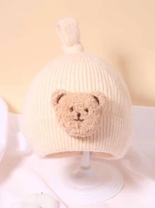 1個嬰兒針織熊毛帽,無帽沿 - 杏色 - 查看 3