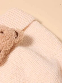 1個嬰兒針織熊毛帽,無帽沿 - 杏色 - 查看 5