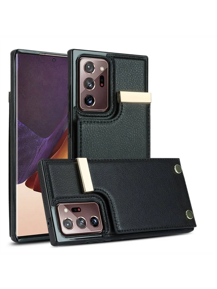 متوافق مع هاتف Samsung Galaxy Note 10 S20 Plus Note 20 S20 Ultra S20 FE حافظة هاتف جلدية فاخرة مع أغطية حامل لفتحة البطاقة - الأسود - مشاهدة 2