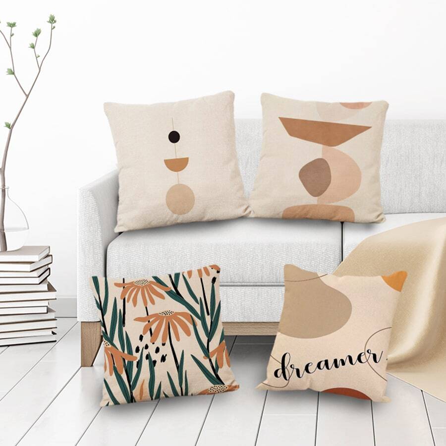 4pcs Modern Simple Nordic Abstract Geometric Cushion Covers Sofa Home Decorative Pillowcases (pillow Core Not Included) - Multicolor - View 1