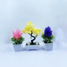 Simulation Plant Set, Plastic Material, Potted Small Plant, Suitable For Indoor, Outdoor, Living Room, Wedding...etc. (random Color) - Multicolor - View 3