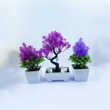 Simulation Plant Set, Plastic Material, Potted Small Plant, Suitable For Indoor, Outdoor, Living Room, Wedding...etc. (random Color) - Multicolor - View 4