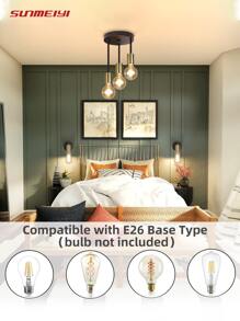 1 lámpara de techo negra y dorada de 3 cabezales para sala de estar, jardín, comedor, pasillo (bombilla E27 no incluida) - Negro - Ver 3