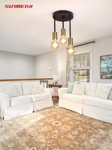 1 lámpara de techo negra y dorada de 3 cabezales para sala de estar, jardín, comedor, pasillo (bombilla E27 no incluida) - Negro - Ver 1