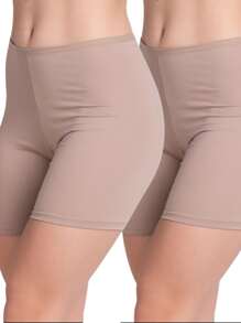 Women Safety Shorts - 米色 - 查看 1