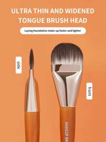 1支柔软亲肤粉底刷，扁平设计，不留痕迹，易于使用，不消耗粉质，适合化妆师使用，可用作粉底刷、遮瑕刷、腮红刷、修容刷、古铜粉刷、散粉刷、粉底刷、腮红刷，赠品 - 彩色 - 查看 2