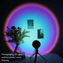 1pc 5v USB Triangle Holder Sunset Lamp, Creative Rainbow Atmosphere Light For Photo Shooting, Fill Light - Black - View 1