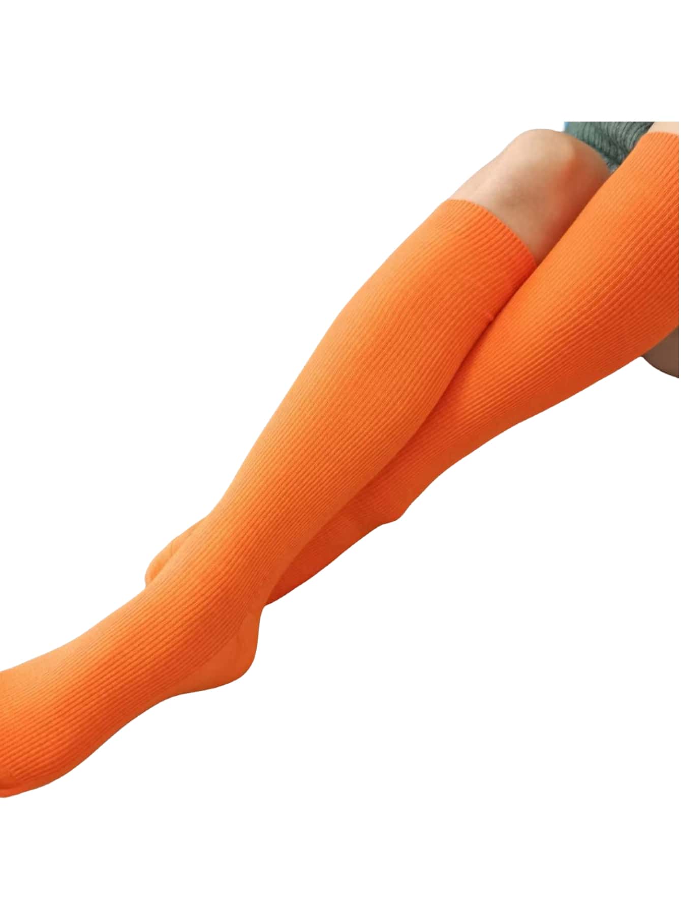 1雙女性橘色復古熒光色彩色長款襪子及膝原宿學校團隊酷熒光燈女士女孩青少年長襪滑冰學院 - 橘色 - 查看 1