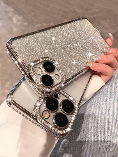 奢华电镀水钻闪亮银色手机壳适用于 17 Pro Max/17 Pro/17 Air/17/16 Pro Max/16/16 Pro/16 Plus/16E/15/15 Pro Max/15 Pro/15 Plus/11/12/13/14 Pro Max/XS/XR/11 Pro/11 Pro Max/12 Pro/12 Pro Max/13 Pro/13 Pro Max/7 Plus/14 Pro/14 Pro Max/14 Plus/7 Plus/8 Plus/8/SE2，极简软壳