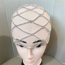 2023 Hollow Rhinestone Mesh Headpiece Wedding Head Chain Jewelry for Women Luxury Crystal Headband Head Cap Hat Hair Accessories