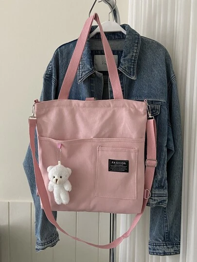 卡通小熊和字母貼飾購物袋