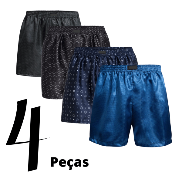 Kit com 4 Cuecas Samba Canção Cetim Cores Sortidas
