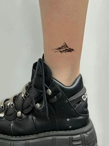 1 套/4 件防水临时纹身贴纸，带有月亮森林山脉和黑熊图案，适合男女在节日和派对上佩戴