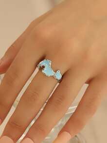 Multicolor Stainless Steel Ring With Blue Flecks Resembling Lava - Multicolor - View 2