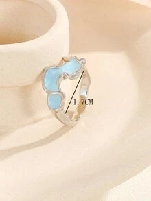 Multicolor Stainless Steel Ring With Blue Flecks Resembling Lava - Multicolor - View 6