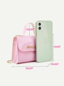 Shiny Mini Bag Fashion Shoulder Crossbody Handbag - Pink - View 4