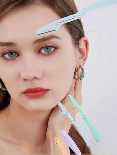 1pc Women's Straight Handle Eyebrow Razor, Eyebrow Shaving Blade, Makeup Tool, Sharp, Portable And Folding,Cheap,Stocking Stuffers,Makeup,Makeup Tools,Cheap Stuff,Gifts,Gifts For Women,Christmas Gifts