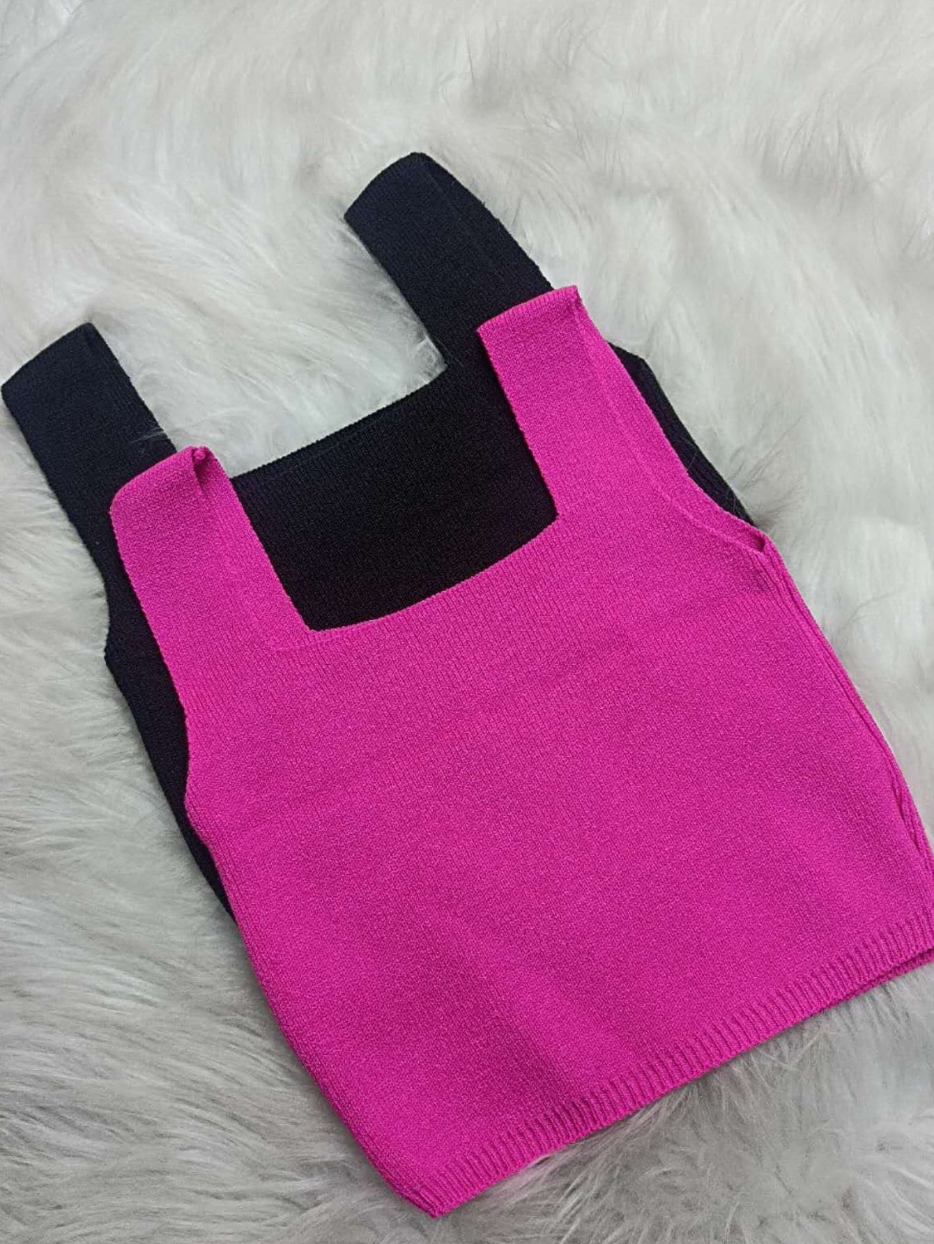 Women Knit Tops - 玫紅色 - 查看 1