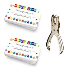 100pcs Reward Card Set With Hole Puncher, Student Incentive Card, Customer Loyalty Card - White - View 1