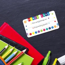 100pcs Reward Card Set With Hole Puncher, Student Incentive Card, Customer Loyalty Card - White - View 3