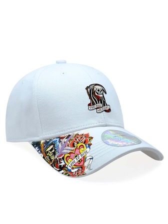 tilgomedal Y2K Fashionable Skull Print Men's White Baseball Cap