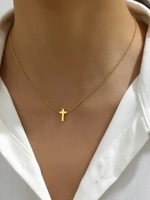 LIEBEIRIS 1入組簡單18K金鍍不鏽鋼吊墜項鍊，適合女性日常佩戴 - 金黃色 - 查看 3