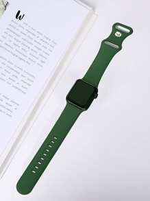 1pc Pine Green Silicone Watch Band With Buckle Pin Compatible With Apple Watch As A Gift For Students Returning To School