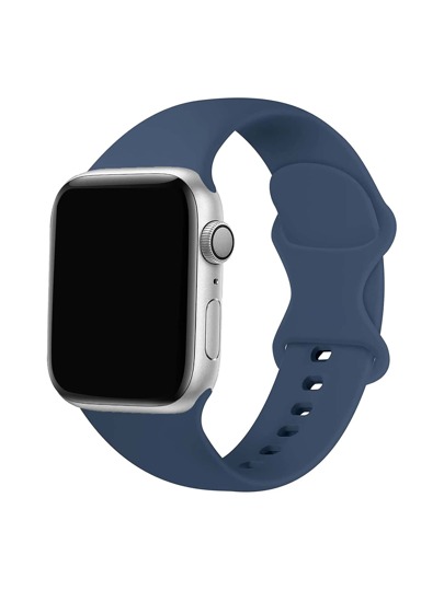 1pc Navy Blue Silicon Watch Strap Compatible With Apple Watch As A Gift For Students Returning To School