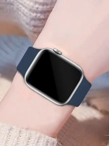 1pc Navy Blue Silicon Watch Strap Compatible With Apple Watch As A Gift For Students Returning To School