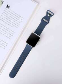 1pc Navy Blue Silicon Watch Strap Compatible With Apple Watch As A Gift For Students Returning To School