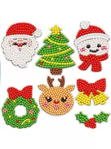 1套兒童亞克力貼紙畫DIY材料禮物，包括創新風格水晶鑽石畫和有創意的益智玩具，適合聖誕節 - 彩色 - 查看 1