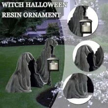 1 Miếng Reaper Với Đèn lồng Đồ trang trí Cho Halloween , Nhựa Điêu khắc Con ma Tượng Đồ trang trí - màu đen - Xem 5