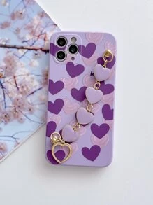 1 ốp lưng điện thoại TPU màu tím chống sốc với họa tiết trái tim nhiều màu và 1 vòng tay trái tim màu tím, phiên bản quốc tế, không phải phiên bản nội địa. - Nhiều màu - Xem 3