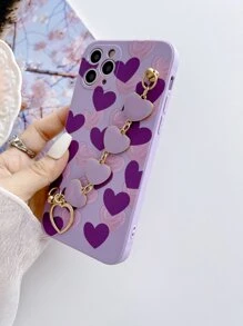 1 ốp lưng điện thoại TPU màu tím chống sốc với họa tiết trái tim nhiều màu và 1 vòng tay trái tim màu tím, phiên bản quốc tế, không phải phiên bản nội địa. - Nhiều màu - Xem 2