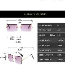 Gafas de moda vintage sin montura con lentes de colores para mujer, marco de metal dorado, gafas de moda retro cuadradas, accesorios de protección, accesorios de playa, básicas para outfits de mujer de negocios casuales en otoño e invierno, regalos para vacaciones de verano, playa, al aire libre y viajes - Marrón - Ver 2