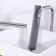 1 件装橡胶扫帚地毯耙子带橡胶刮刀长柄适用于宠物毛发去除器扫帚适用于绒毛地毯硬木地板无划痕 - 白色 - 查看 8