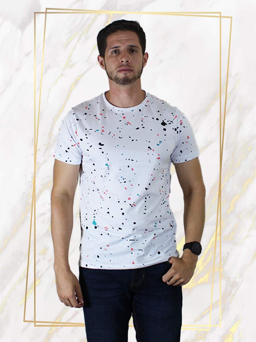 Playera Moteada de Colores - Blanco - Ver 1