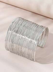 歐美經典流行高端奢華女士扭結鐵金屬絲和鐵合金手鐲,銀顏色 - 銀色 - 查看 1